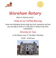 Rotary Coffee Morning, 1st June in The Bear.